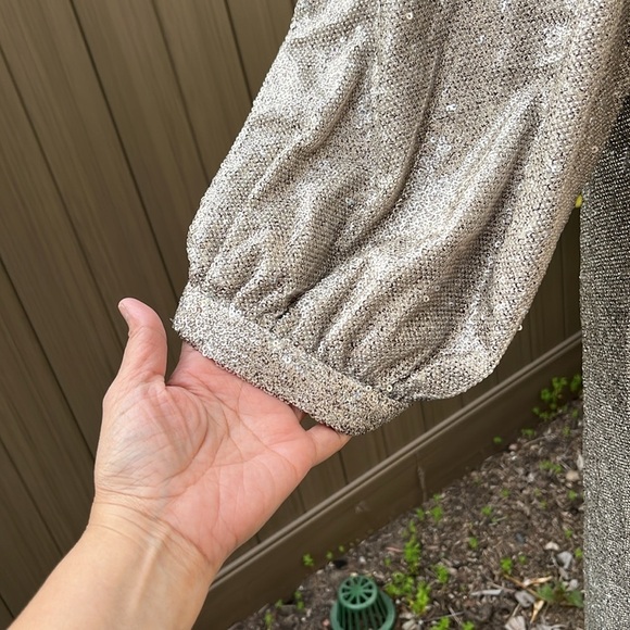 Saltwater Luxe Women Dress Large Wren Sequin Plunge Maxi Gold  size Medium - Picture 8 of 16